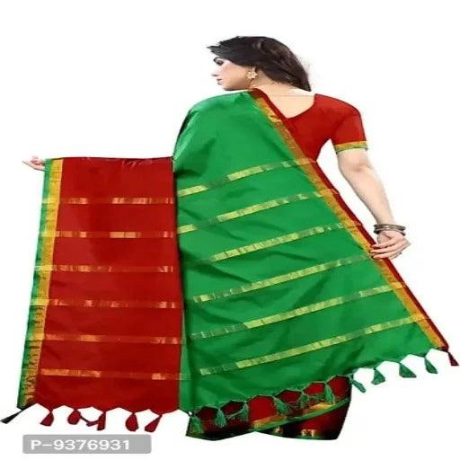 Fancy Cotton Silk Saree with Blouse Piece for Women - Springkart