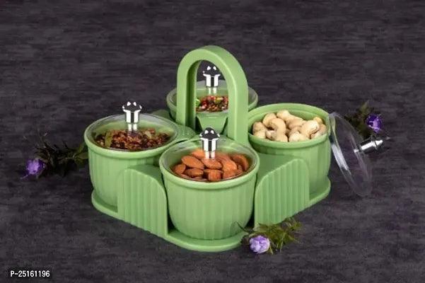 Dry Fruit Box 4 pc Jar Set Aachar Pickle Container Mukhwas Tray Dining Spice Stand Chocolate Mouth Freshener Sweets Masala Storage For Gift Home kitchen - Springkart