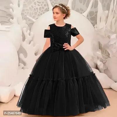 Girls Party Wear Sequin Work Net Fabric Long Dress - Springkart