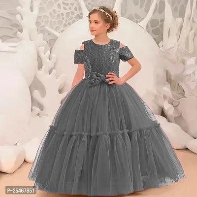 Girls Party Wear Sequin Work Net Fabric Long Dress - Springkart