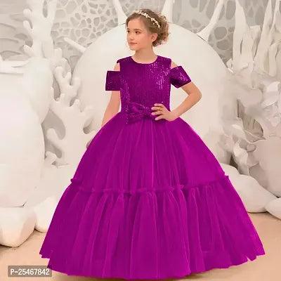 Girls Party Wear Sequin Work Long Dress - Springkart