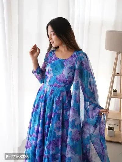 Fancy Georgette Printed Anarkali Kurta with dupatta - Springkart