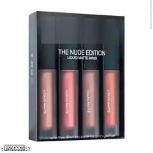 Mini Lipsticks Combo Pack of 4 Liquid Matte Lipstick Set, Nude Edition - Springkart