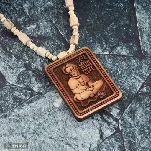Tulsi Original And Natural Wood Tulsi Kanthi Mala With Hanuman ji Sita Ram Wood Chain Set - Springkart