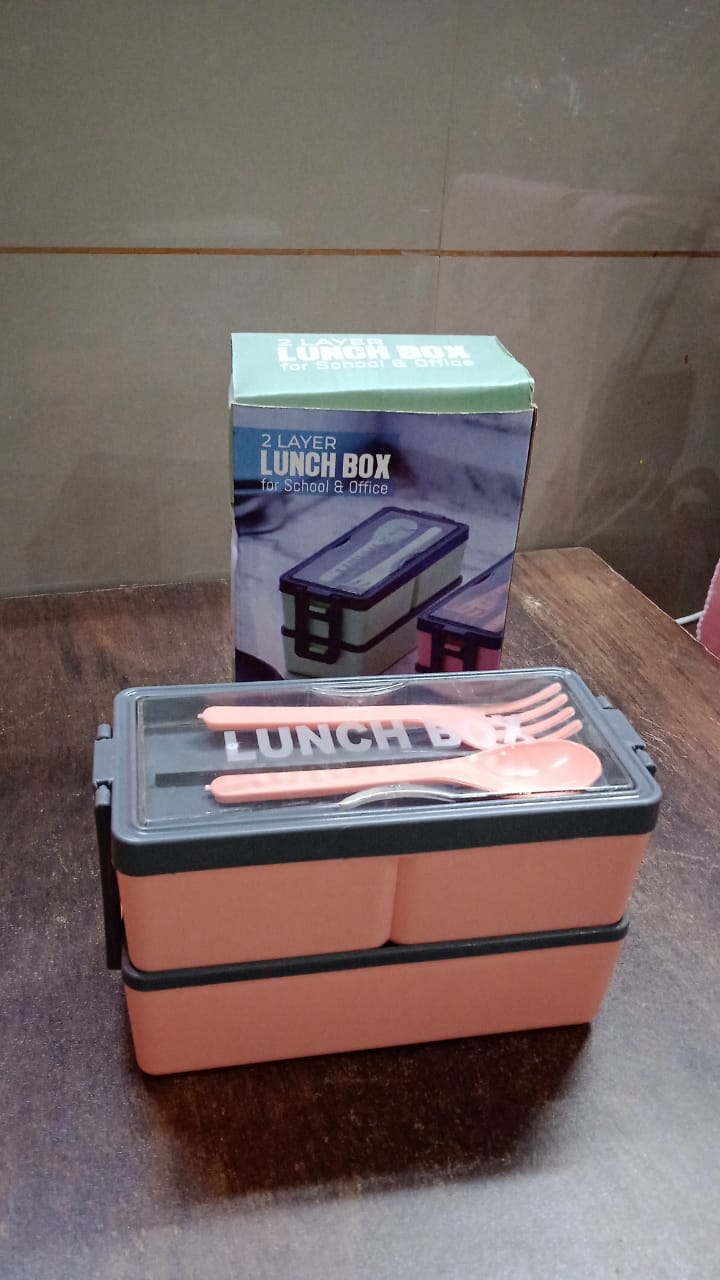 Plastic 3 Layer Leak Proof 3 Compartment Lunch Box for Office (1 Pc) - Springkart