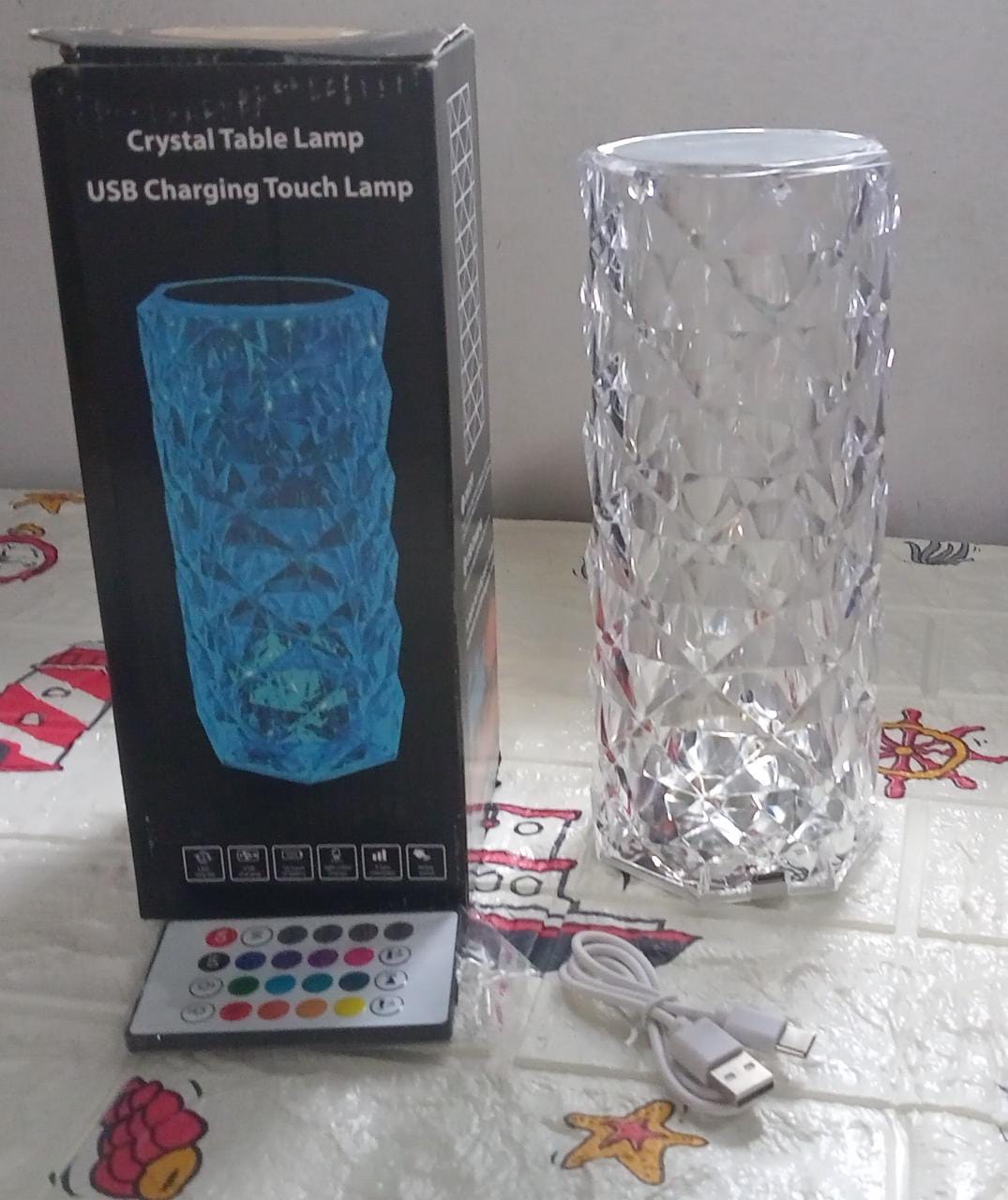 Crystal Touch Night Light (16 Colors) - Rose Diamond Table Lamp with Remote Control, USB Table Lamp, Romantic Date Lighting Decor for Festival, Bedroom, Dining Room - Springkart