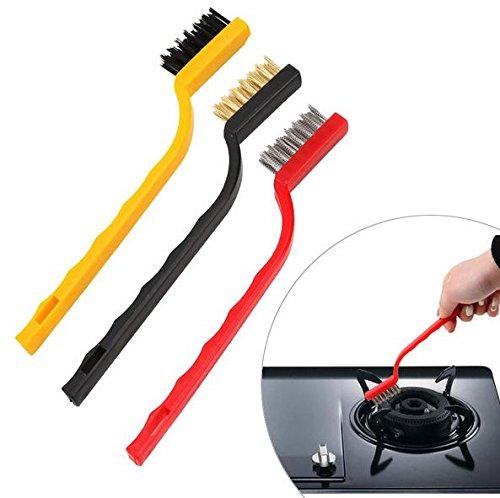 184 -3 Pc Mini Wire Brush Set (Brass Nylon Stainless Steel Bristles) - Springkart
