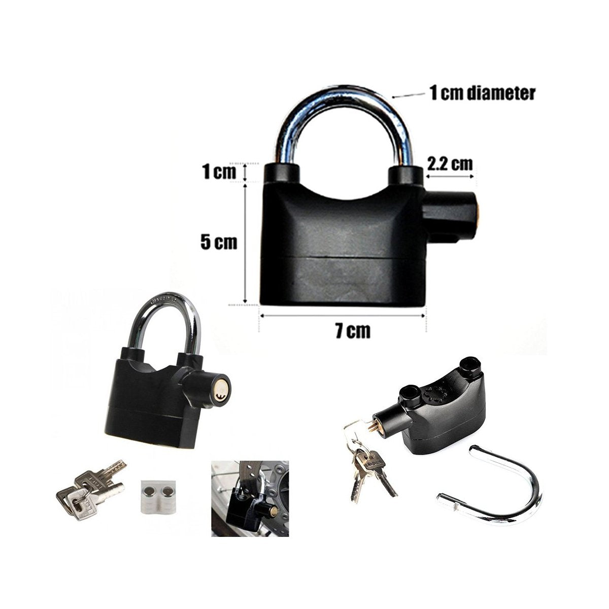 185 Anti Theft Security Pad Lock With Smart Alarm - Springkart