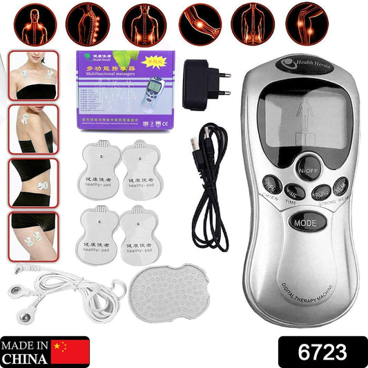 Multifunctional Massager, Health Care Digital Chinese Meridian Tens Therapy Massager Relax Body Muscle Acupuncture Machine 4 Electrode Pads & Charger Adapter and Cable, Physiotherapy,Ā Electric Digital Therapy neck back Mane Massage - Springkart