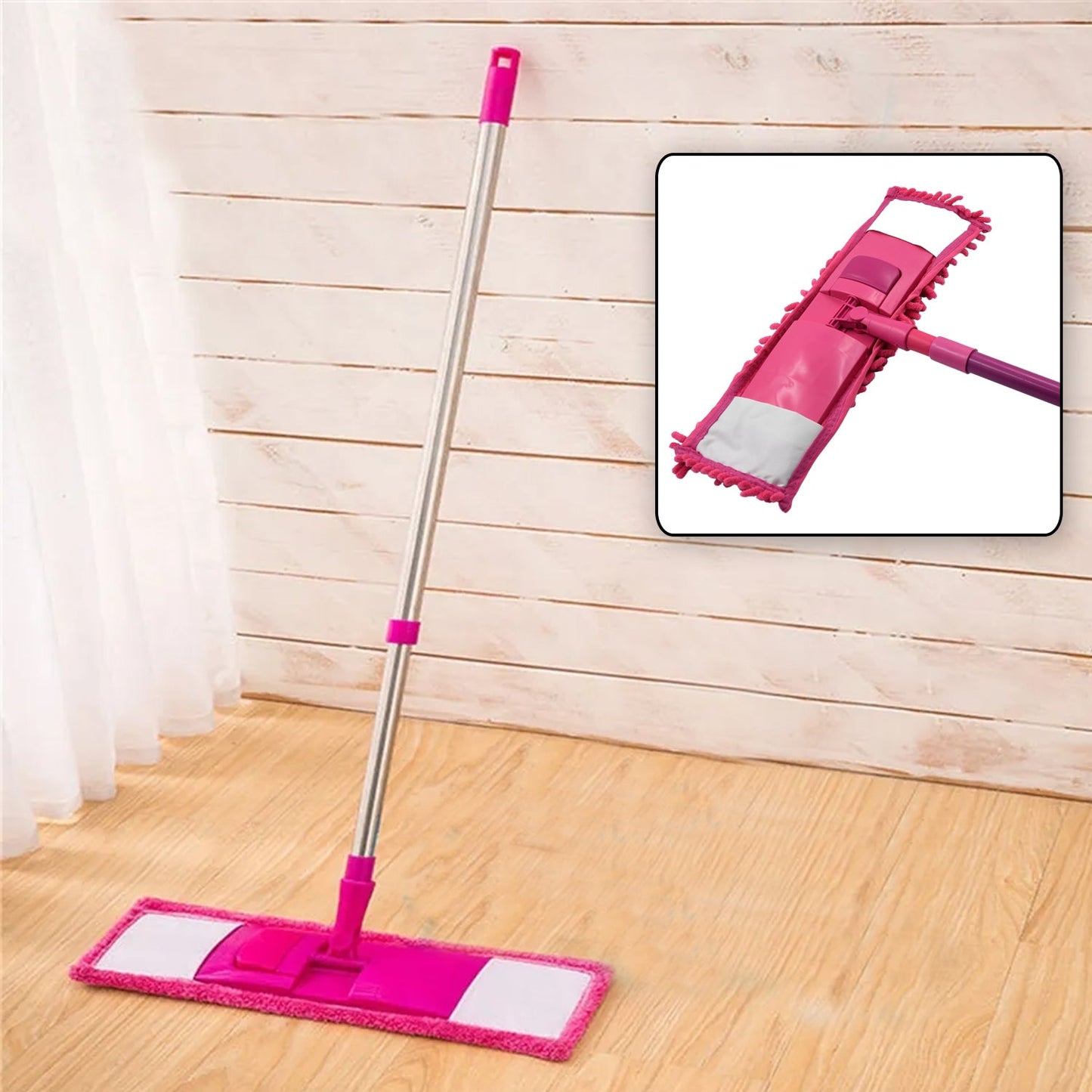 Wet and Dry Cleaning Flat Microfiber Floor Cleaning Mop Steel Rod Long Handle Dry Mop microfiber mop refill (No include Extra Refill 123cmx47cm) - Springkart