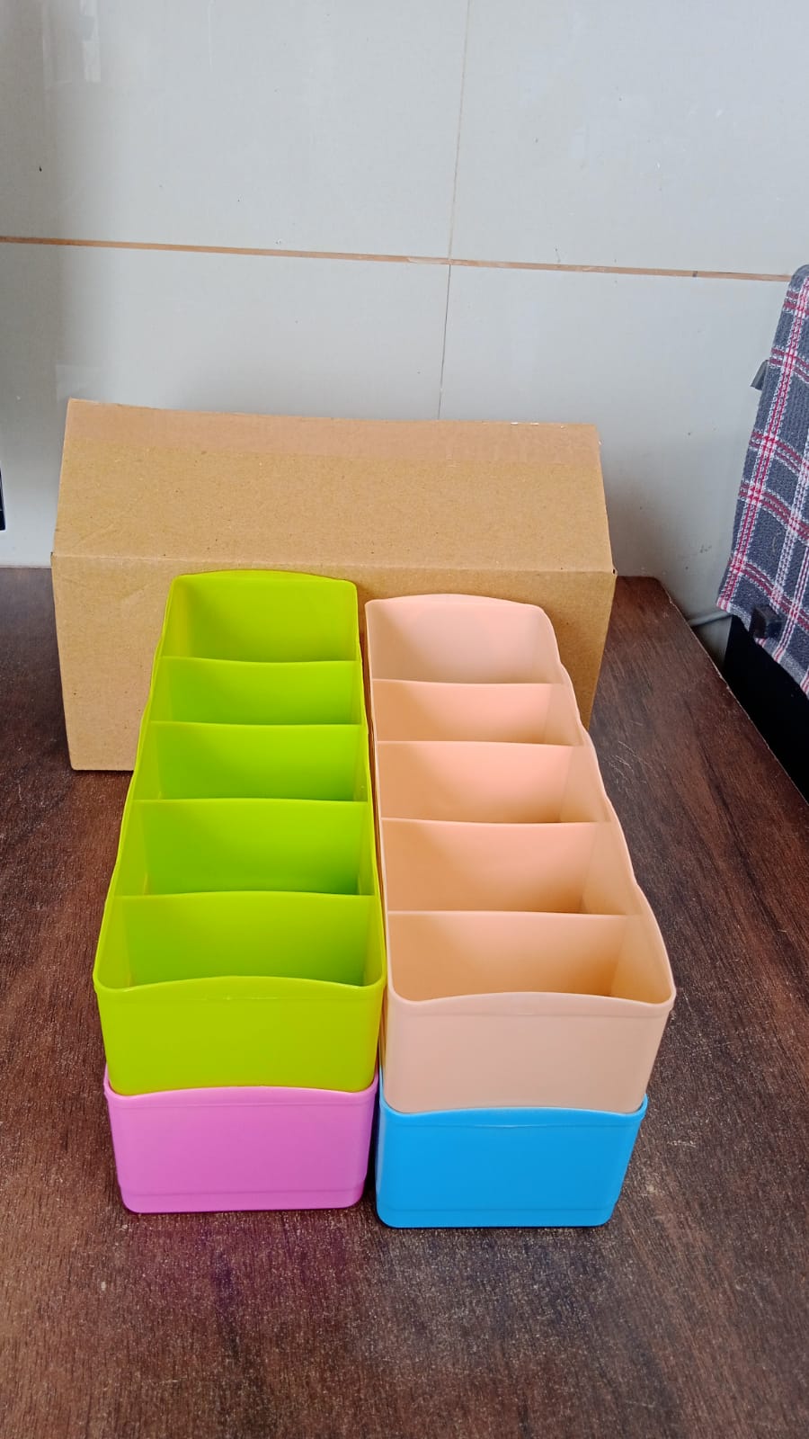 5 Compartments Socks / Handkerchief / Underwear Storage Box Socks Drawer Closet Organizer Storage Boxes (pack of 4) - Springkart