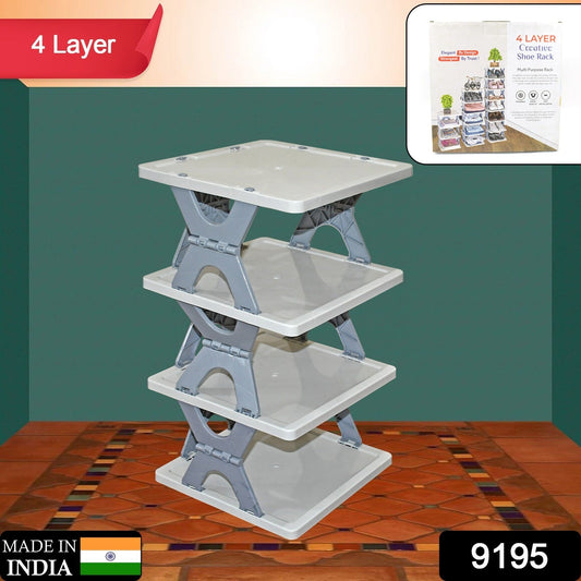 Foldable Shoe Rack (1 Pc, 4 Layers): Space-Saving, Entryway Storage - Springkart