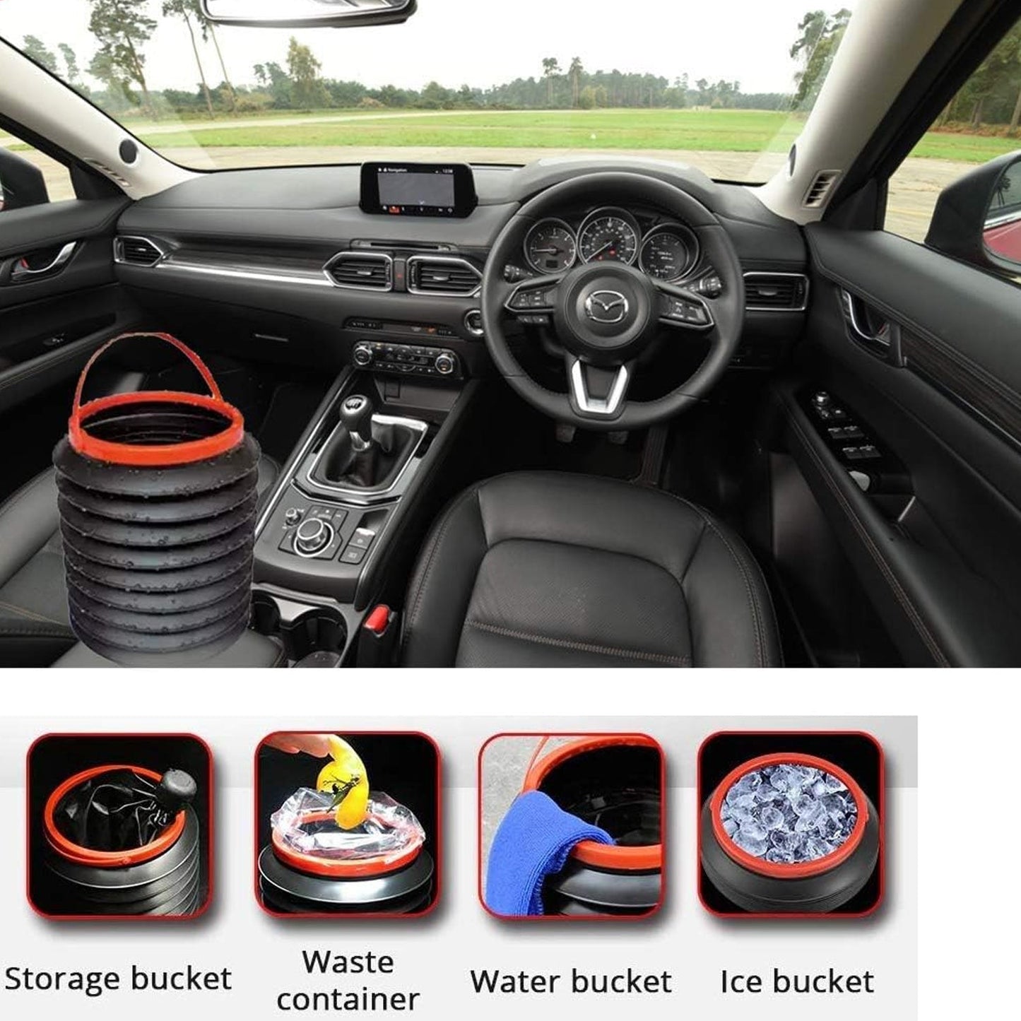 Foldable Storage Bucket , Water Container & Dustbin Multiuse Bucket For Home , Car & Kitchen Use Bucket - Springkart