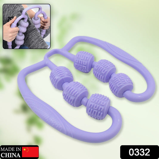 Muscle Massage Roller, 6 Wheels Relieve Soreness Leg Muscle Roller Fitness Roller Muscle Relaxer Massage Roller Ring Clip All Round Massaging Uniform Force Elastic PP Drop Shaped for Home Use (1 Pc) - Springkart