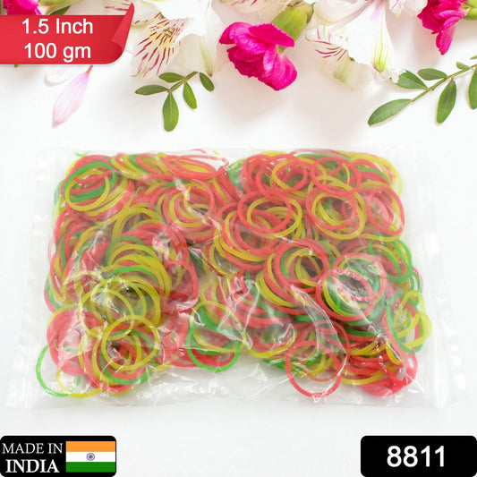 Strong & Reusable Rubber Bands: Multicolor for Office, Home & School (1.5 Inch 100 GM) - Springkart
