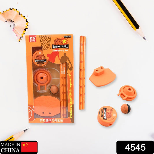 Stationary Kit Football & Basketball Theme Stationary Set For Kids, Pencil, Sharpener, Eraser Set For Kids, Boys & Girls, Birthday Return Gift Stationary Set - Springkart