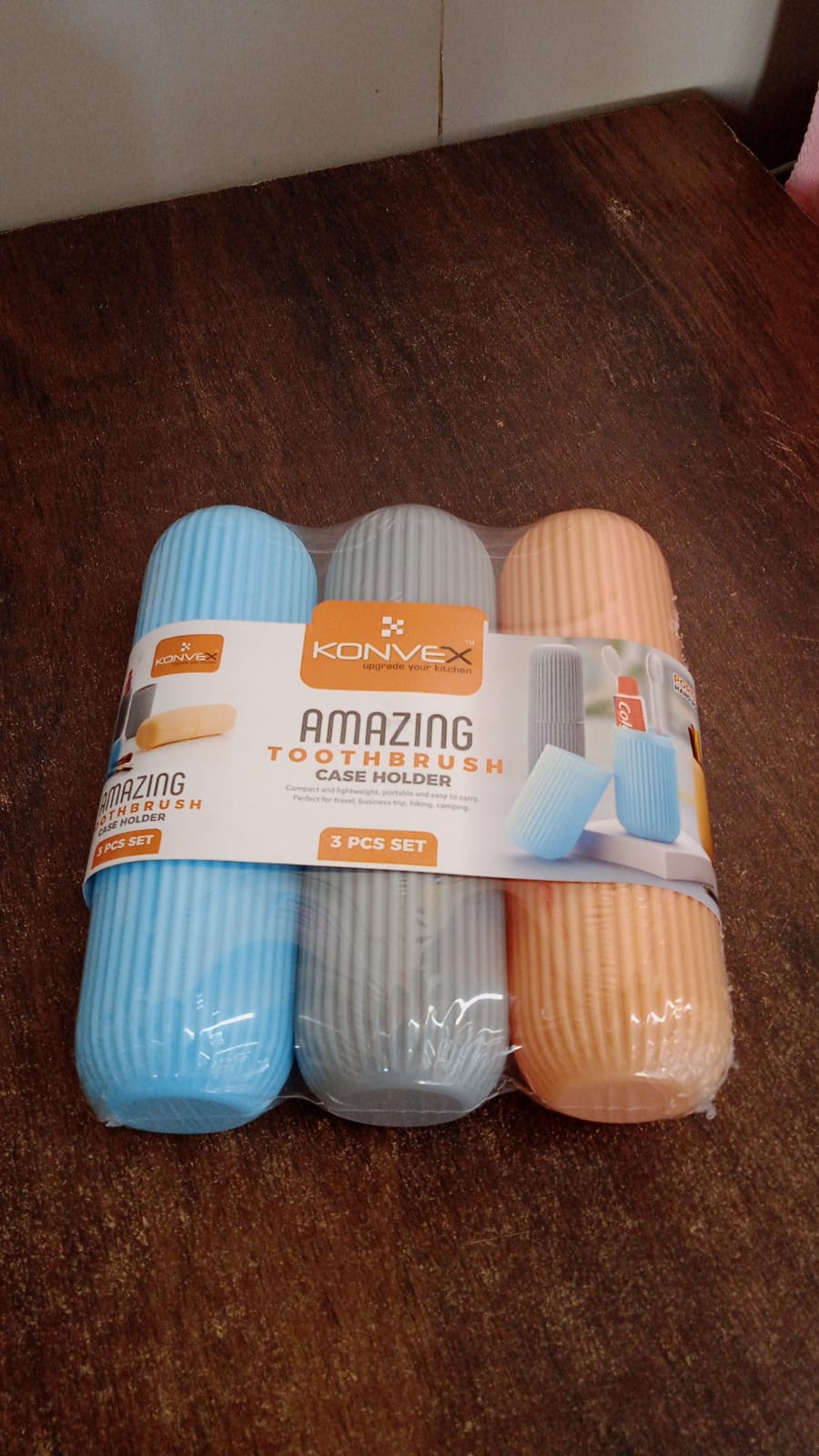 Capsule Shape Travel Toothbrush Toothpaste Case Holder (Multicolor / 3 Pcs Set) - Springkart