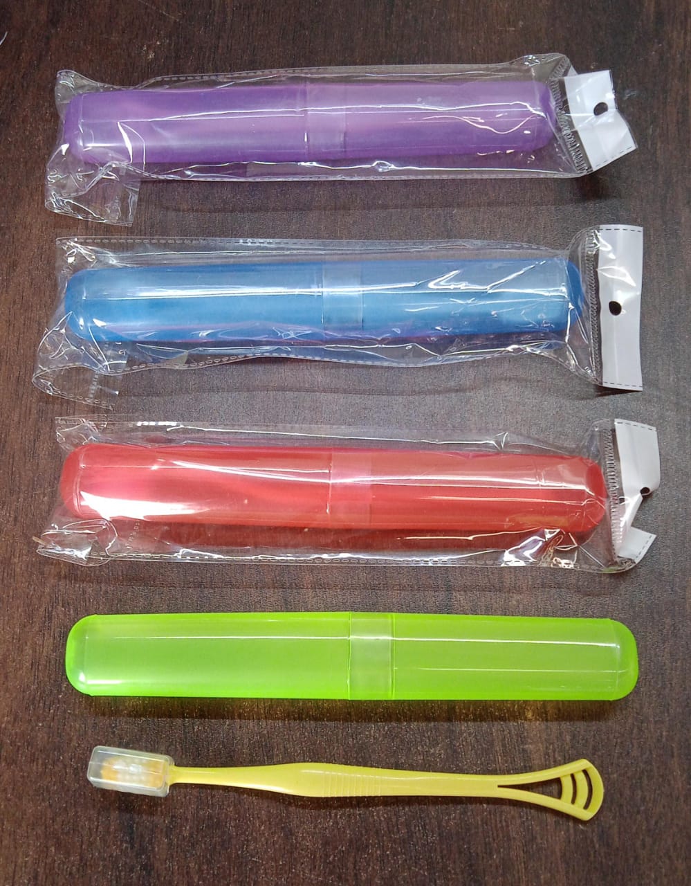 2 in 1 Soft Toothbrush and Tongue With Toothbrush Cover Cleaner Scraper for Men and Women, Kids, Adults Plastic Toothbrush Cover / Case / Holder (1 Pc) - Springkart