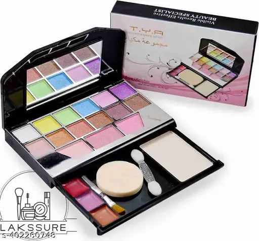 Makeup Kit - Eye-Shadows, Lip Colors, Blushes, Sponges, Brushes & Blender