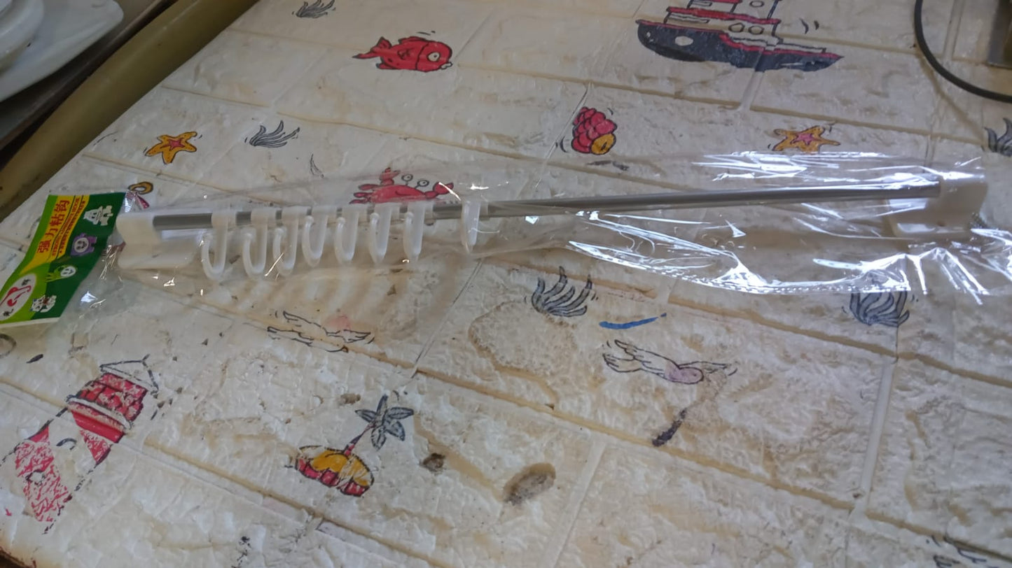 Wall Mount Hanging Kitchen Rack / Hook, Stainless Steel Pot Storage Holder Hanger, 45 cm Utensil Shelf Pan Cabinet Rail Organizer 8 Hooks, for Coat, Spoon, Towels, Bar, Kitchen Tool (1 Pc) - Springkart