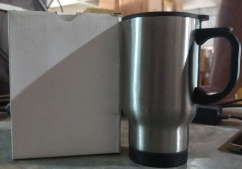 Stainless Steel Vacuum Glass Insulated Glass Coffee Cups Double Walled Travel Mug, Car Coffee Mug (With Lid & Handle / 1 pc) - Springkart