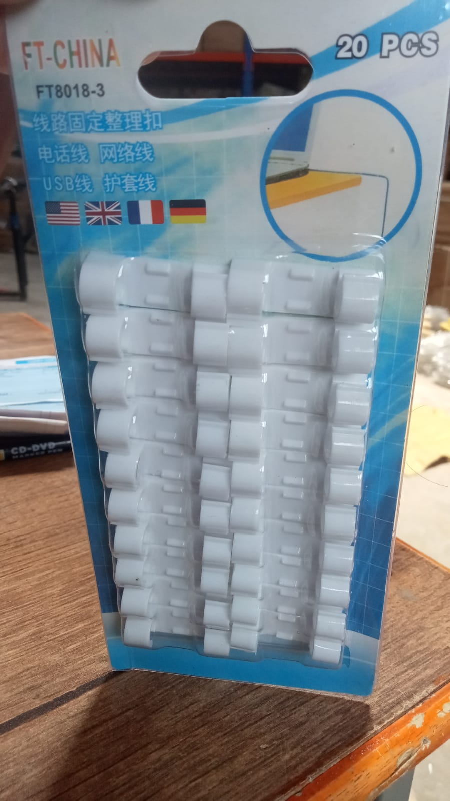 Self Adhesive Cable Clips Wire Manage Holder Sticky Mount-Round Plastic Cable Cord - Pack of 20 - Springkart