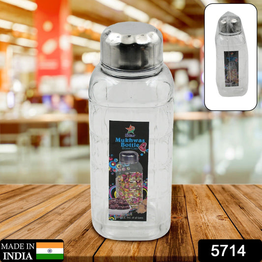 Plastic Transparent Mukhwas Bottle With Steel Cap / Mouth Freshener / Dryfruits Multipurpose Air Tight and BPA Free Kitchen Storage Bottle (1 Pc) - Springkart