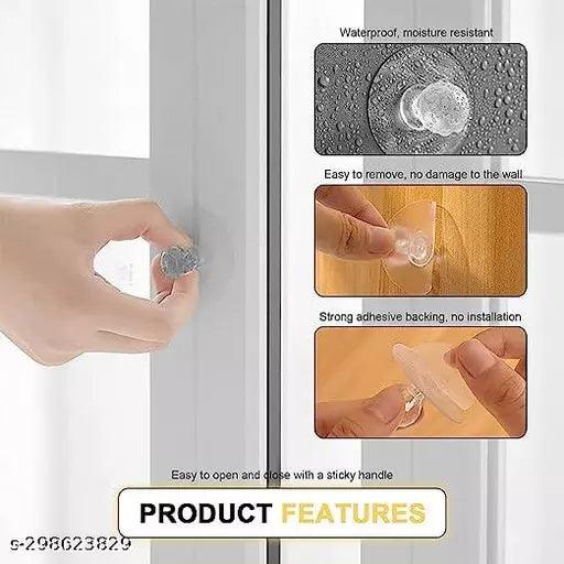 20 PCS Self-Adhesive Drill Free Self-Stick Push Pull Helper, Diamond Crystal Shaped Hook, - Springkart