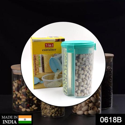 3 in 1 Transparent Air Tight Storage Dispenser Container (With Color Box) - Springkart