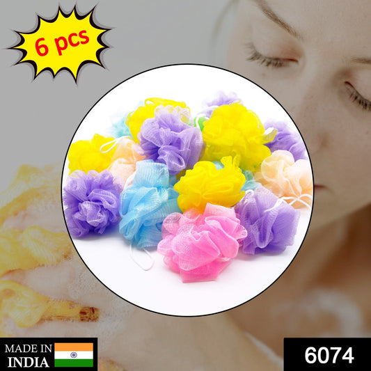 Bath Shower Loofah Sponge Pouf Body Scrubber (Pack of 6Pcs) - Springkart
