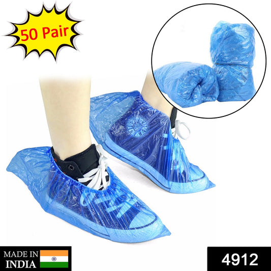 Type Plastic Elastic Top Disposable Shoe Cover for Rainy Season (50 Pairs) - Springkart