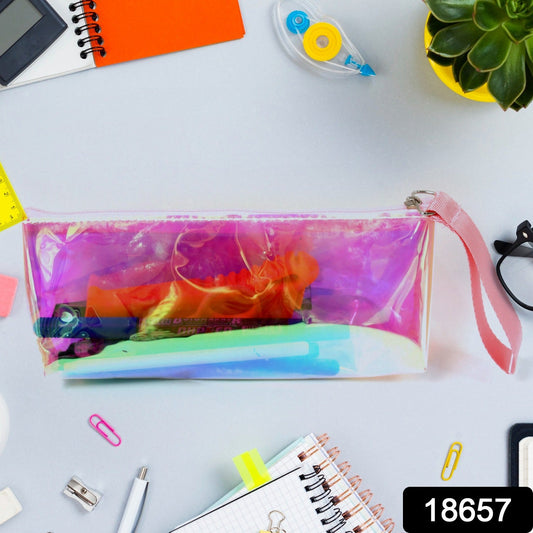 Transparent Pencil Pouch / Case PVC Waterproof Pen Bag With Carry trap (1 Pc) - Springkart