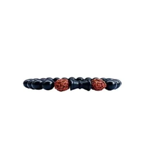 ANAWARIYAS Black Ebony Wood Damru and Rudraksh Bracelet | Karungali Kattai Beads Bracelet for men/women | Original Karungali Bead 8mm Bracelet - Springkart