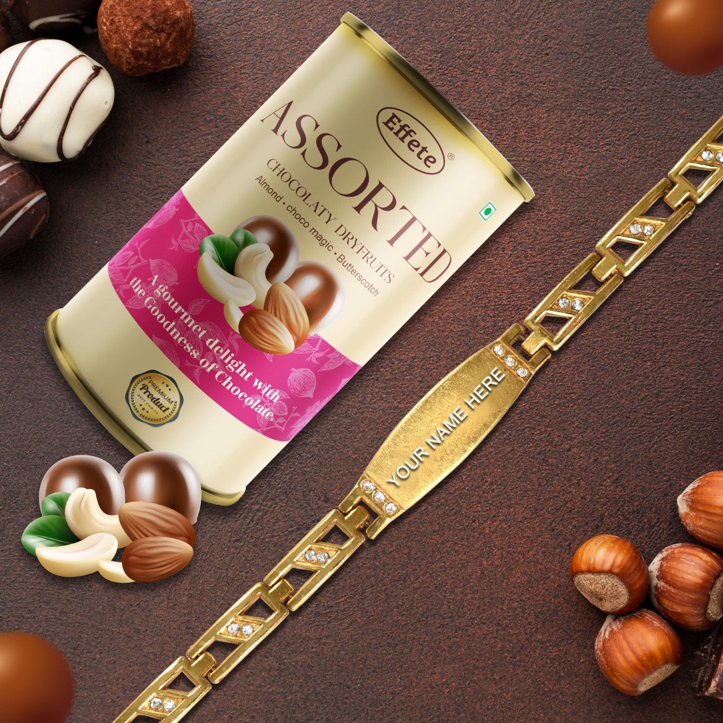 Sweet And Stylish Customized Bracelet Delicious Chocolate Combo Gift Set - Springkart