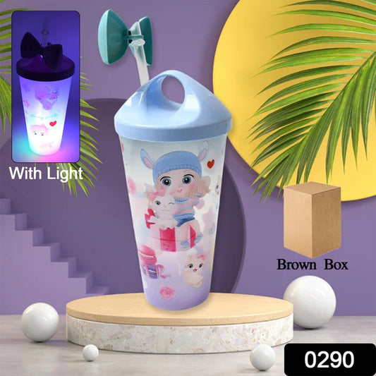Unicorn Water Bottle with Straw & Lid for Kids (With Light) - Springkart