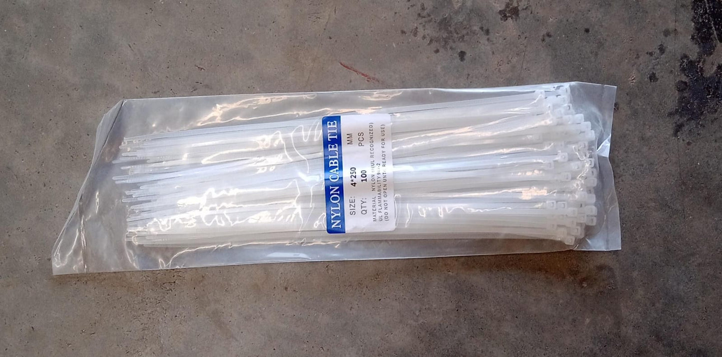 10Inch Nylon Self Locking Cable Ties, Heavy Duty Strong Zip Wire Tie. Pack of 100 - Black - Springkart