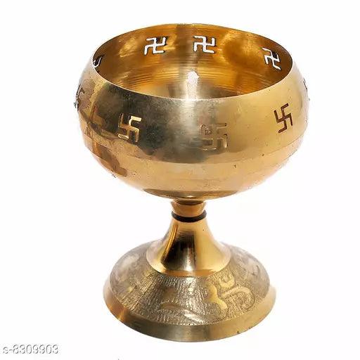 Vastu India Brass Akhand Diya Brass Table Diya (Height: 2 inch) - Springkart