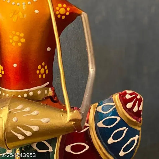 Iron Handpainted Rajasthani Musician Showpiece Set for Home Decor ā 9 Inch (Set of 2)