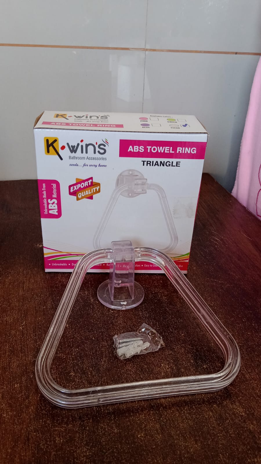 Unbreakable ABS Square Towel Ring Wall Mounted Stand / Holder (1 Pc) - Springkart