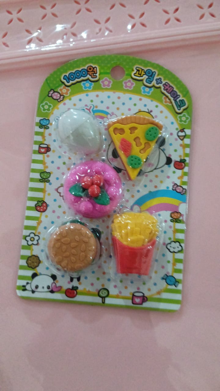3D Food Shape Fancy & Stylish Colorful Erasers, Mini Eraser Creative Cute Novelty Eraser for Children Eraser Set for Return Gift, Birthday Party, School Prize(5 Pcs Set) - Springkart