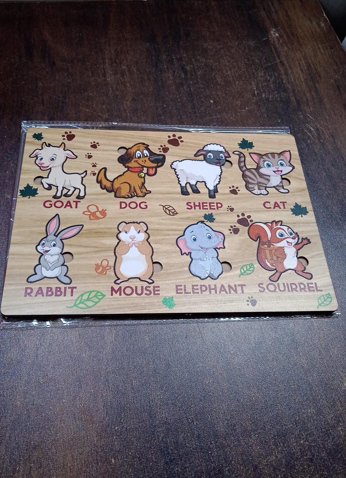 Wooden Animal Puzzle Learning Educational Board (1 Set / 28×20 Cm) - Springkart