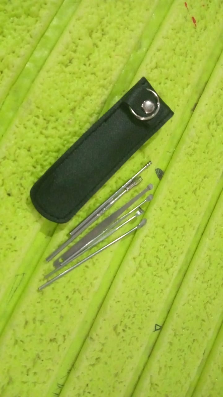 15036 6-in-1 Ear Wax Cleaner- Resuable Ear Cleaning Tools Leather Pouch - Springkart
