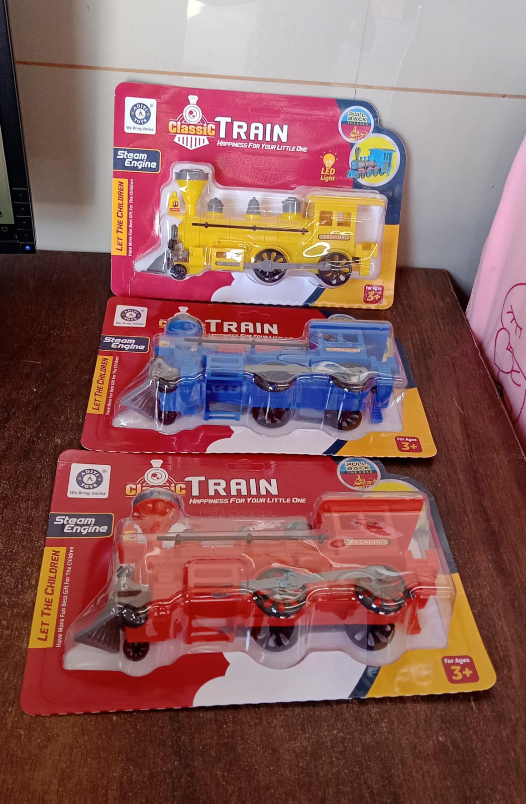 Pull and Go Train with Light Plastic String Pull Back Train (1 Pc / Mix Color) - Springkart