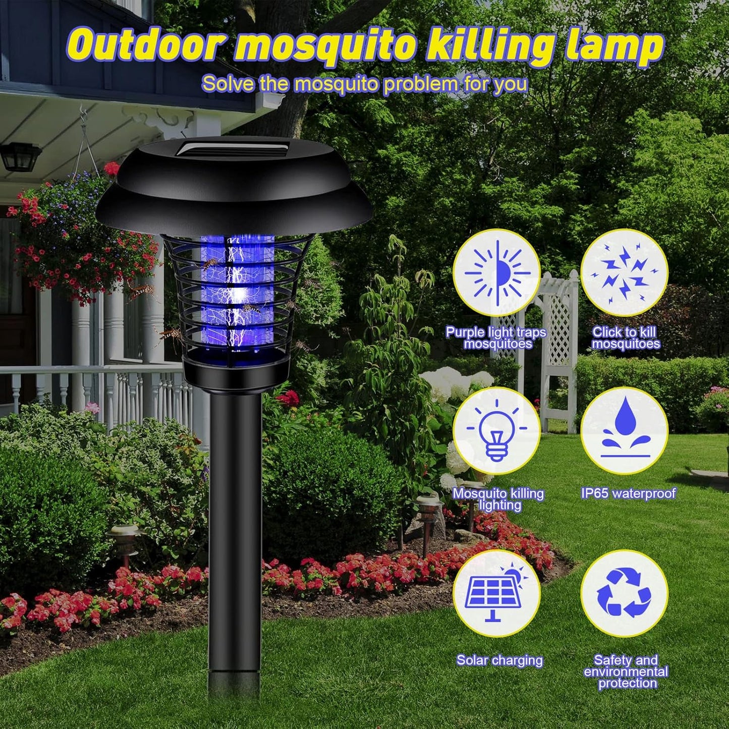 Medium Garden Solar Powered Led Mosquito Trap Bug Zapper (1 Pc) - Springkart