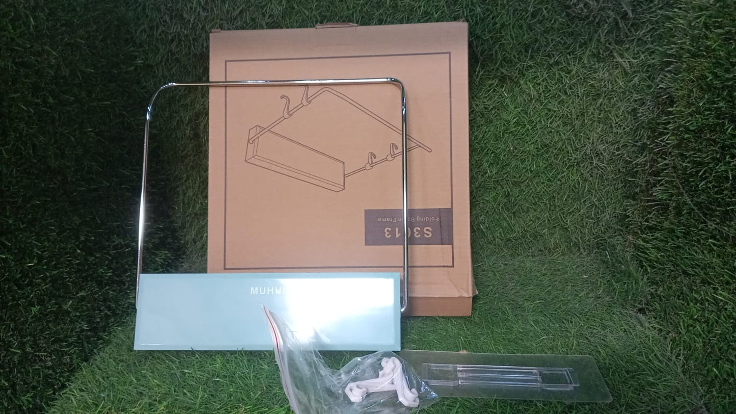 Wall Mounted Foldable Wash Basin Storage Rack Shelf Holder Self Adhesive with sticker - Springkart