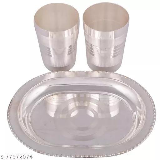 Silver Plated 2 Long Glass With Tray - Springkart