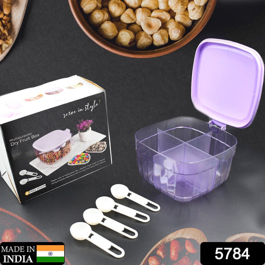 4-Compartment Airtight Food Storage Container (1 Pc): Dry Fruits, Snacks, Spices - Springkart