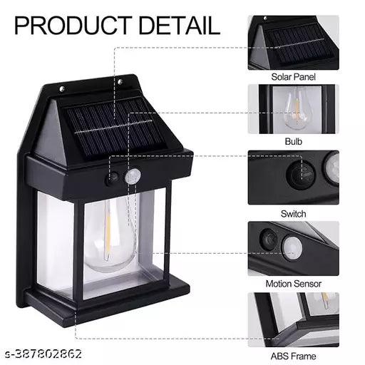 Set of 2 Tungsten Bulb led Solar Outdoor Garden Wall Light with Sensor Wireless ip65 Solar Wall lamp - Springkart