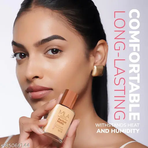 MILA BEAUTE Perfect Matte Long-wear Liquid Foundation, High Coverage Foundation, Matte Foundation, Super Stay Foundation, SPF15, Shade- Natural, 30 ml
