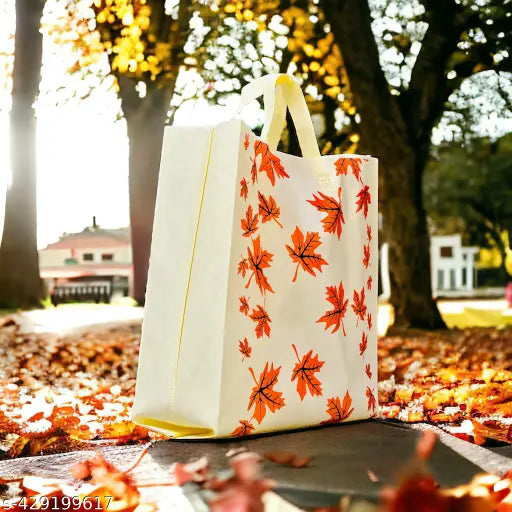 Reusable Grocery Shopping Bag With Handle | Polyester Bags 15 * 20 * 5 Inch | Pack of 10 - Springkart